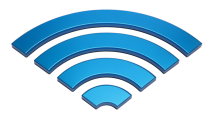 Blue Wi Fi Signal Icon Wireless Internet Symbol for Network Connection and Communication with white background