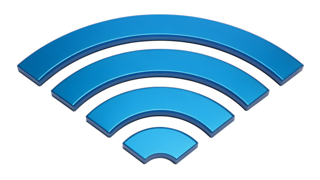 Blue Wi Fi Signal Icon Wireless Internet Symbol for Network Connection and Communication with white background - Powered by Adobe