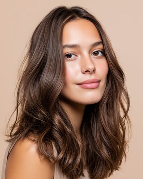 Portrait of young woman with wavy bronde hair