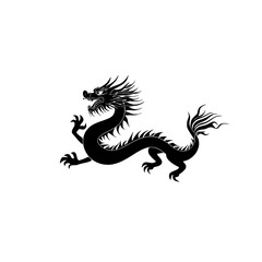 black silhouette of a dragon on a white background black, dragon, lizard, silhouette, symbol