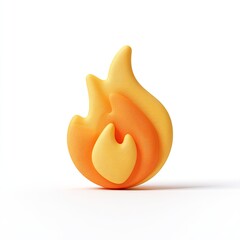 3D fire icon, stylized, warm colors