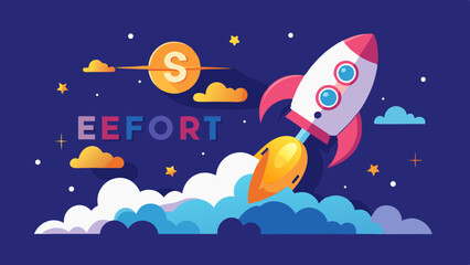 Rocket Launch to Goals &ndash; Creative Illustration of Ambition and Success Journey

