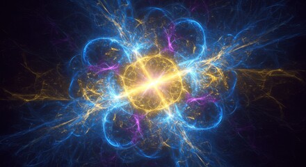 Abstract Light Fractal Explosion of Digital Energy Display Background