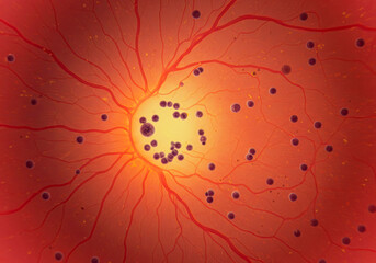 3D Illustration of Choroid Pigment Cells – Melanophores and Melanin-Laden Macrophages in Eye Anatomy