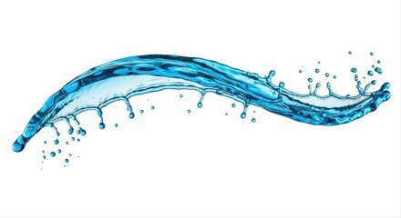 Obraz premium Dynamic splash of vibrant blue liquid arcing horizontally with droplets