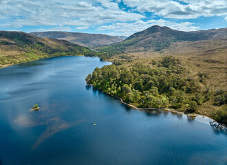 panoramic aerial landscape at Loch Shieldaig in western Scotland, UK