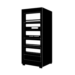 black shelf with book icon in 3d style on a white background illustration 3d, black, icon, shelf, silhouette, style