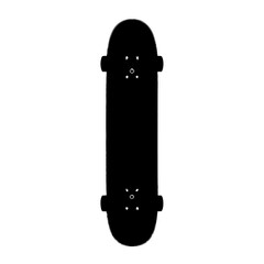 a black silhouette of a skateboard on a white background black, icon, silhouette, skateboard 
