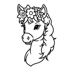 Fototapeta premium 花冠をかぶった馬｜Horse with Flower Crown