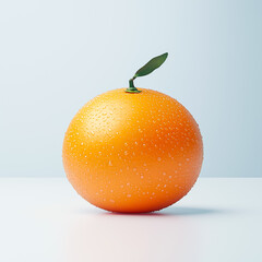 Fresh orange with dewdrops on white background, highlighting vibrant citrus fruit freshness and natural appeal.