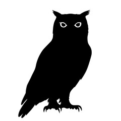 a black silhouette of an owl on a white background black, eye, owl, silhouette