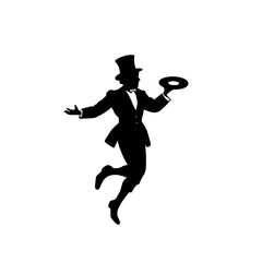 a black silhouette of a man in a suit holding an umbrella black, hand, hat, hold, man, silhouette, suit, umbrella, woman