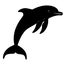 a black silhouette of a dolphin jumping out of the water black, dolphin, icon, jump, silhouette, water