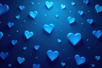 Deep blue background filled with many smaller blue hearts , blue, vibrant