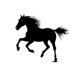 black silhouette of a galloping horse on a white background black, horse, silhouette 