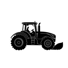 a black silhouette of a tractor on a white background black, drive, illustration, silhouette, tractor