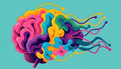 Fototapeta premium Colorful Abstract Illustration of a Brain Divided into Sections