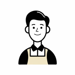 Smiling male barista wearing an apron