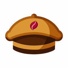 Brown beret hat with coffee bean logo illustration