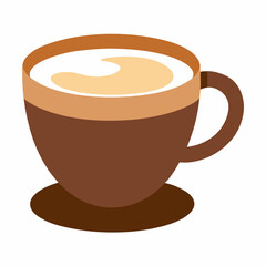 Brown cup of coffee with creamy foam