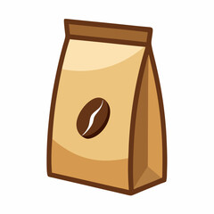 Brown paper coffee bag with bean icon