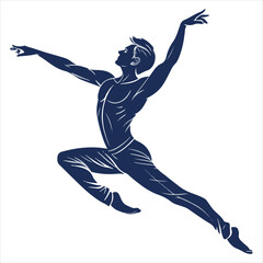 Black-only silhouette of a man acting as a gymnast and athlete