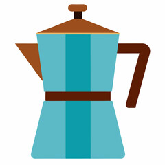 Teal and brown stovetop espresso maker illustration