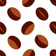 Seamless pattern of brown coffee beans