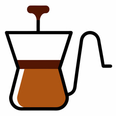 French press coffee maker icon illustration