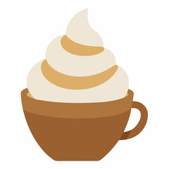 Whipped cream coffee drink in brown cup