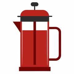 Fototapeta premium Red french press coffee maker illustration