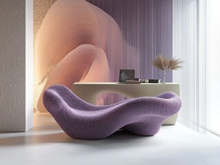 Recycled Paper Desk with Knit Purple Chair
