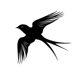 a black silhouette of a small bird in flight bird, black, flight, silhouette, small, wing 