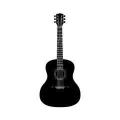 Obraz premium a black acoustic guitar on a white background black, guitar, icon, silhouette 
