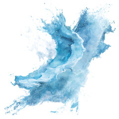 Blue watercolor splash on white background with a map of Europe element