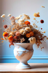 Ethereal Dried Flower Arrangement in Ceramic Vase