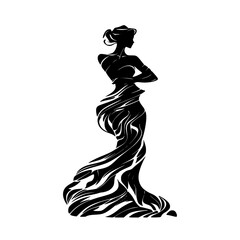 beautiful pregnant girl in a long dress, black silhouette on a white background abstract, beautiful, black, dress, girl, long, pregnant, silhouette, woman, young 