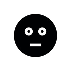 Fototapeta premium Silent Emoji Black, Expressionless Face Silhouette Neutral Mood Icon, Blank Face Vector Graphic