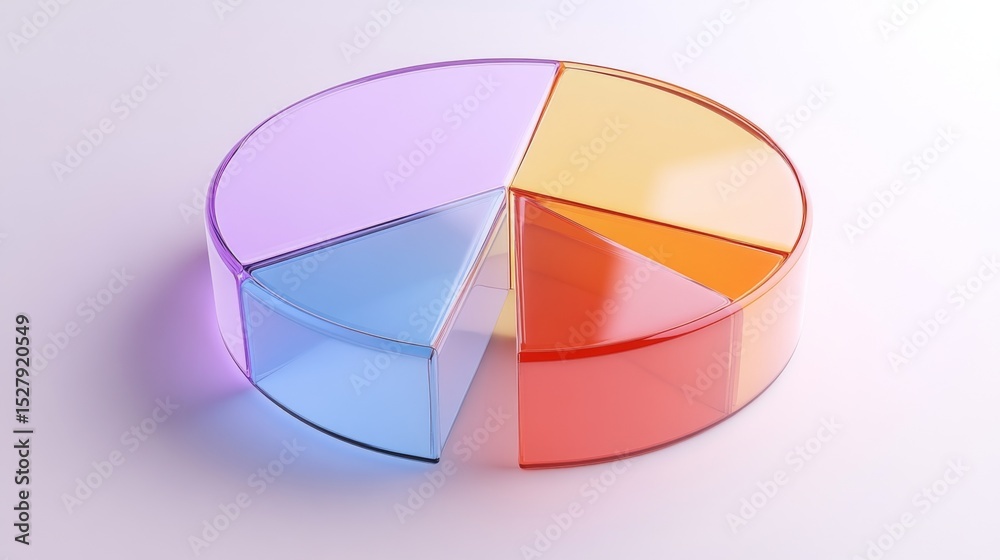 Leinwandbilder A visually appealing D pie chart with a transparent background, featuring segments in pastel colors, representing different categories in a stylish data presentation.