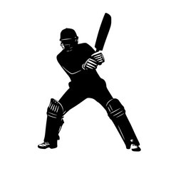a black silhouette of a cricket player hitting the ball ball, bat, black, cricket player, hit, silhouette 