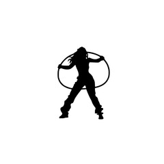 Fototapeta premium a silhouette of a woman with a hula hoop on a white background black, rope, silhouette, woman 