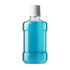 Blue Liquid in Clear Plastic Bottle, Product Mockup for Mouthwash or Beverage, Isolated on Transparent Background 