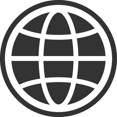 Clean, minimalist globe icon. Represents global reach, connectivity, or international business. Ideal for websites, apps, and presentations on global topics.