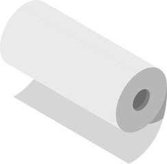 Clean, minimalist isometric illustration of a paper roll.  Perfect for representing concepts of simplicity, new beginnings, or potential.