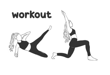 hand drawing woman doing yoga workout