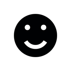 smiley face on white background, Black Smiley Face Icon, Simple Content Emoji, Solid Vector Graphic, User Feedback Symbol
