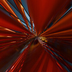 the abstract spiral, the textures of glass and chrome-plated shiny metal pull deep into the abstract background