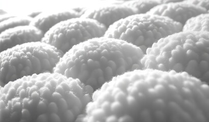 Close-up of textured, fluffy, white, round shapes
