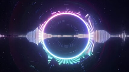 Circular audio spectrum visualizer with neon glow
- Powered by Adobe
