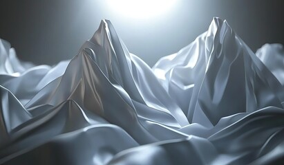 Silken mountainscapes, draped in soft white fabric